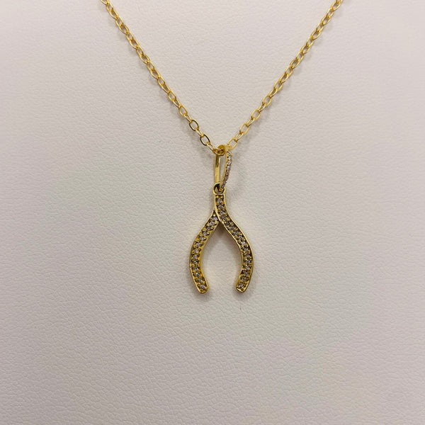 diamond wishbone necklace