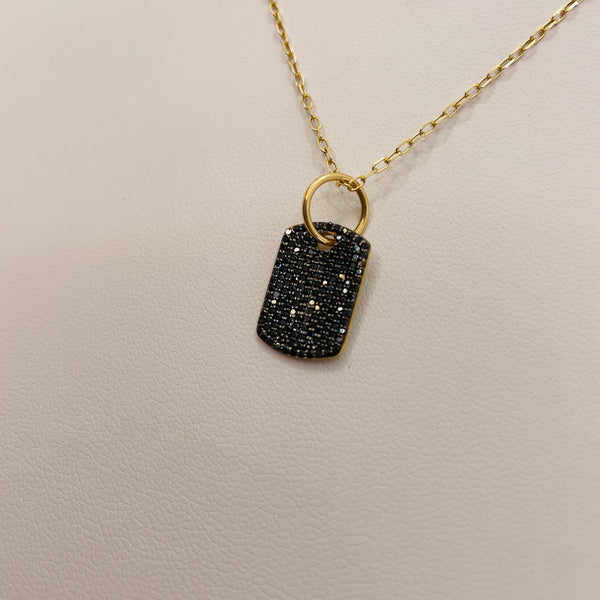 black diamond tag necklace