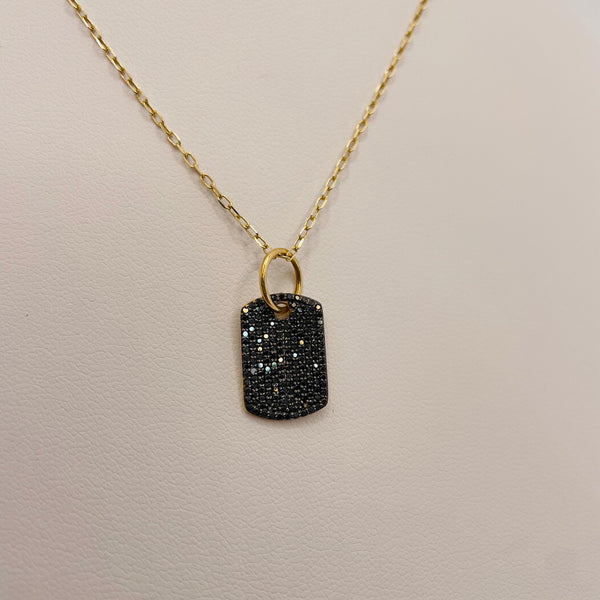 black diamond tag necklace