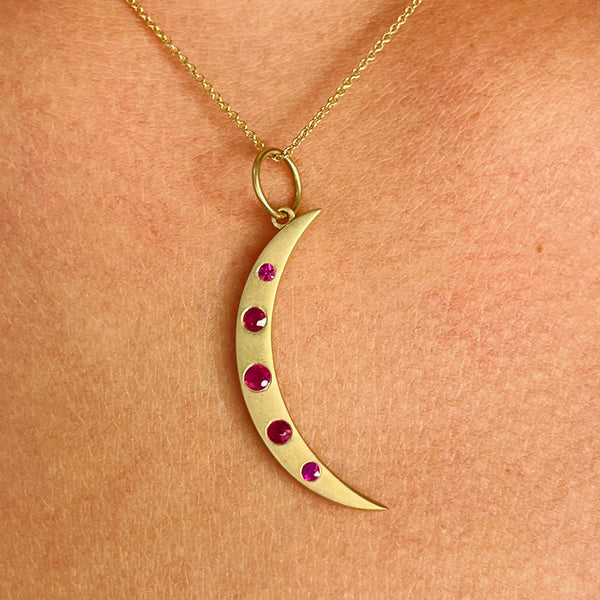 gold moon with rubies