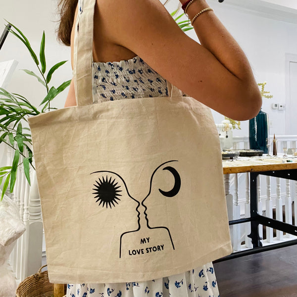 my love story canvas tote