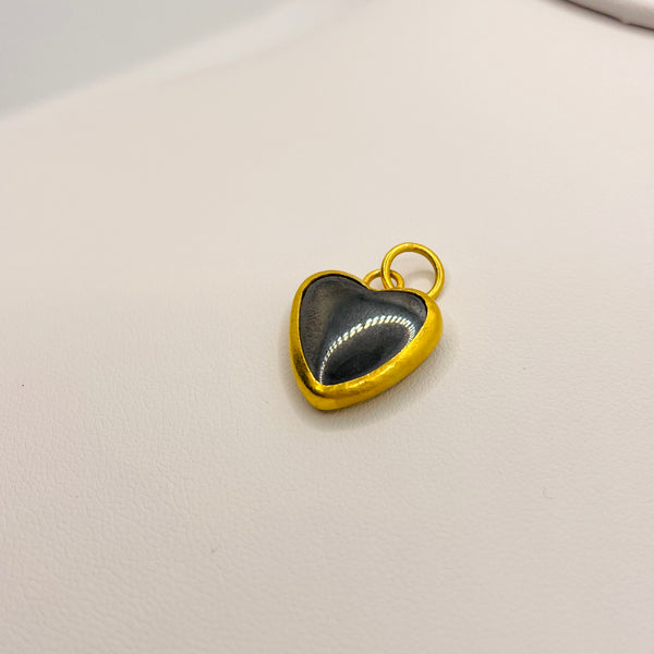 vintage hematite heart charm