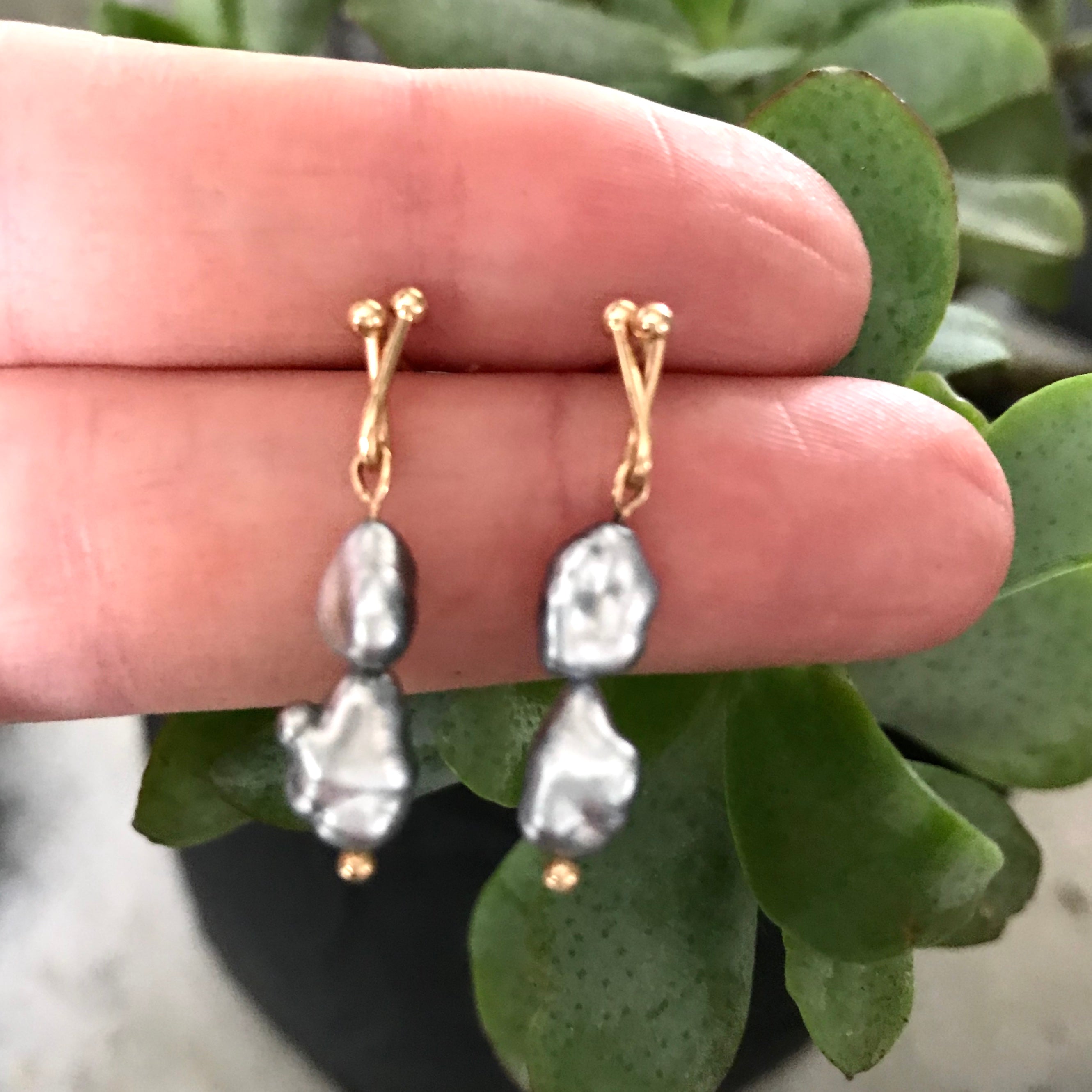 keshi pearl dangle earrings