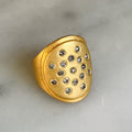 18k gold vermeil champagne diamond ring. size 6