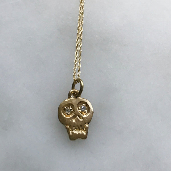 14k gold skull necklace
