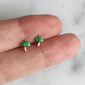 14k gold and emerald mushroom stud (single)