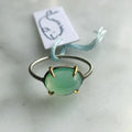 oval peruvian opal 18k gold prongs silver band