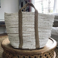 over sized white hemp + cotton tote bag