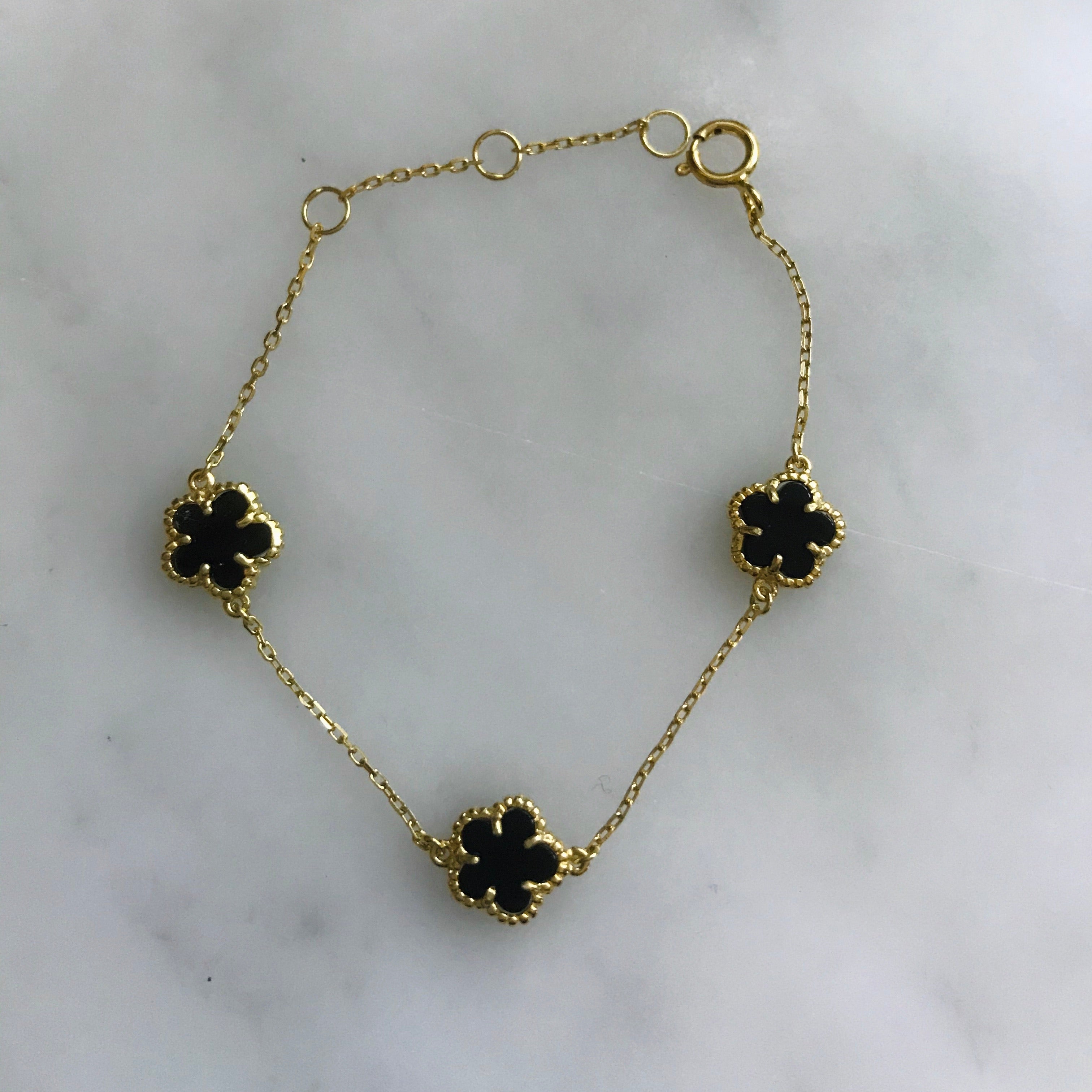 triple flower bracelet with adjustable clasp