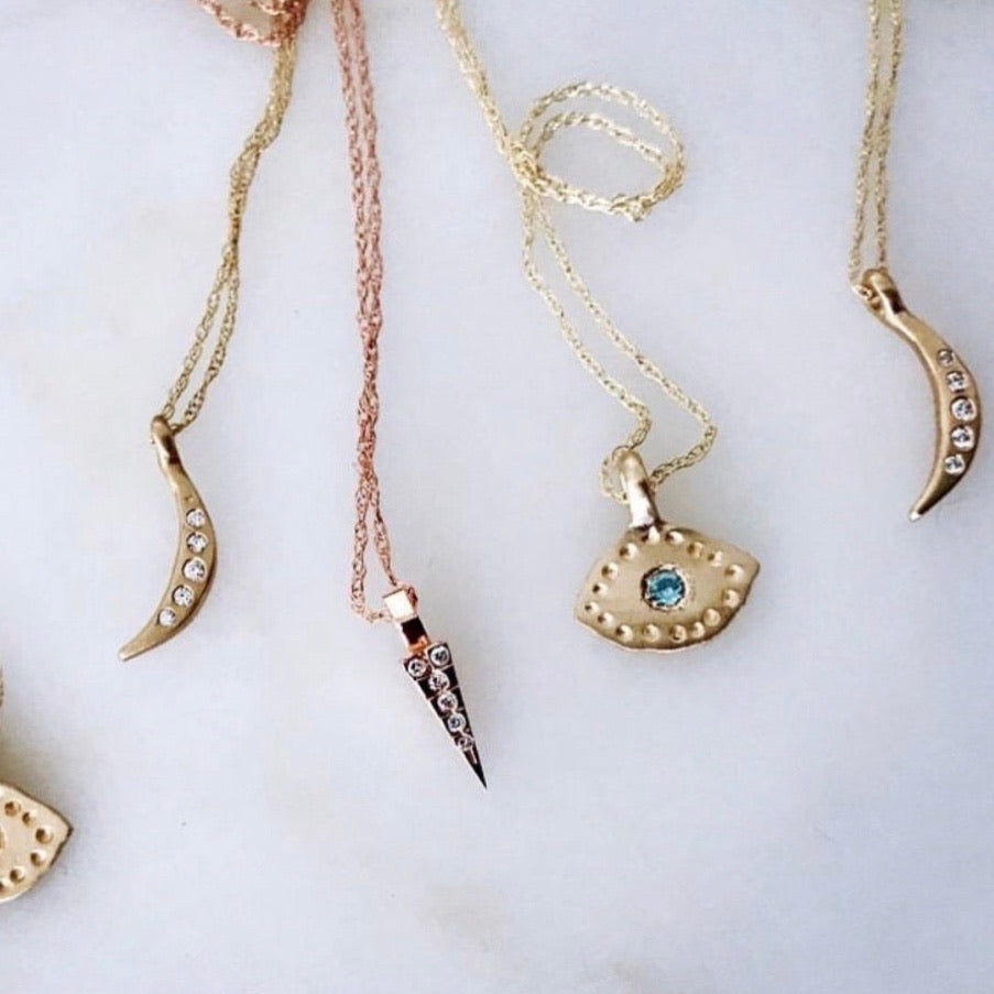 diamond dagger necklace in 14k rose or yellow gold