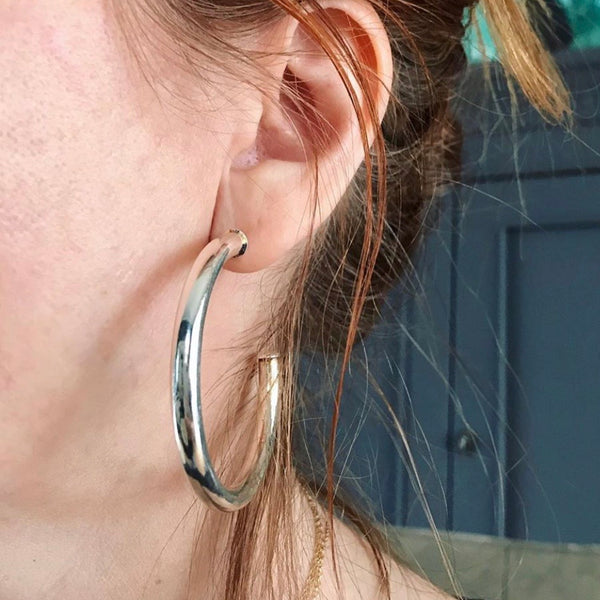 silver hoop earrings 1.75”