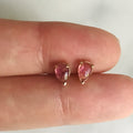 sweet pink tourmaline 14k pear studs