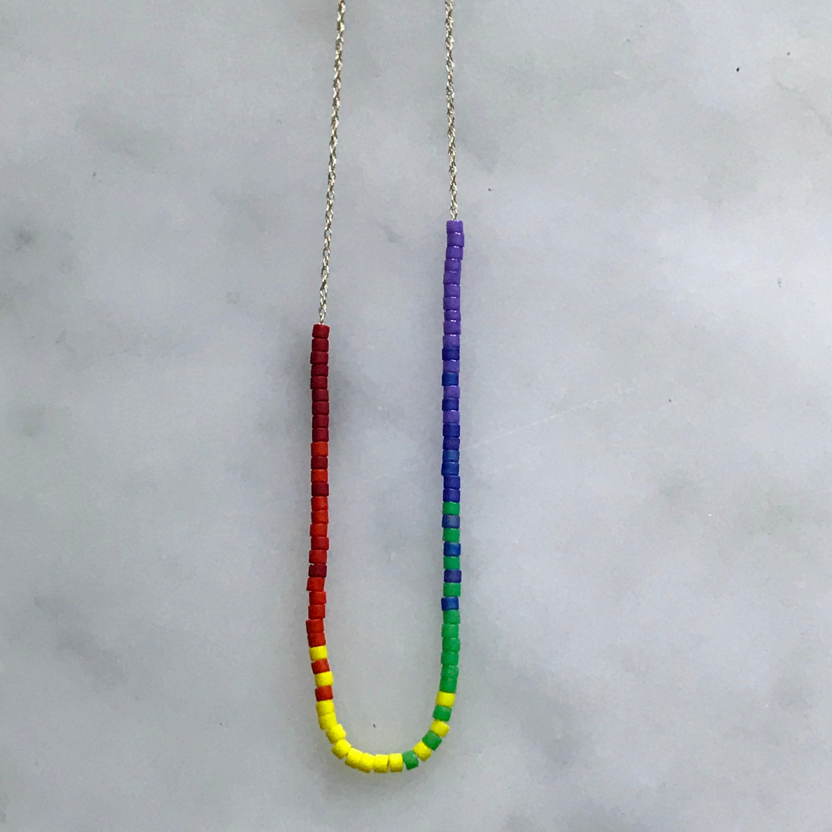 micro bead necklace on 14k gold chain