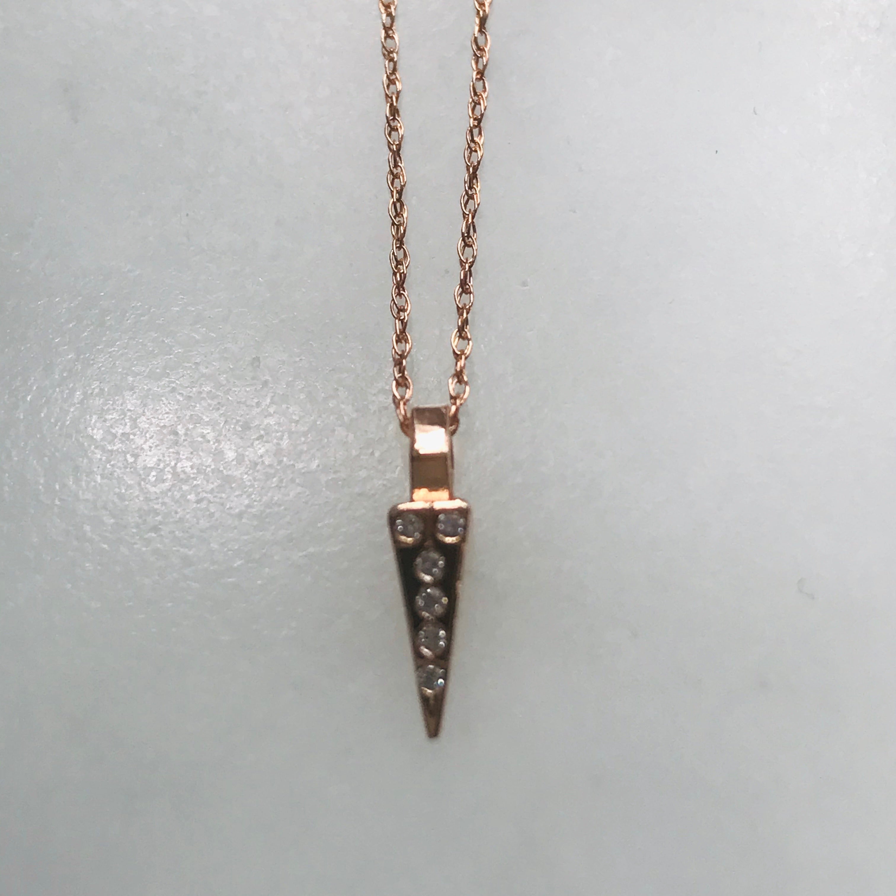 diamond dagger necklace in 14k rose or yellow gold