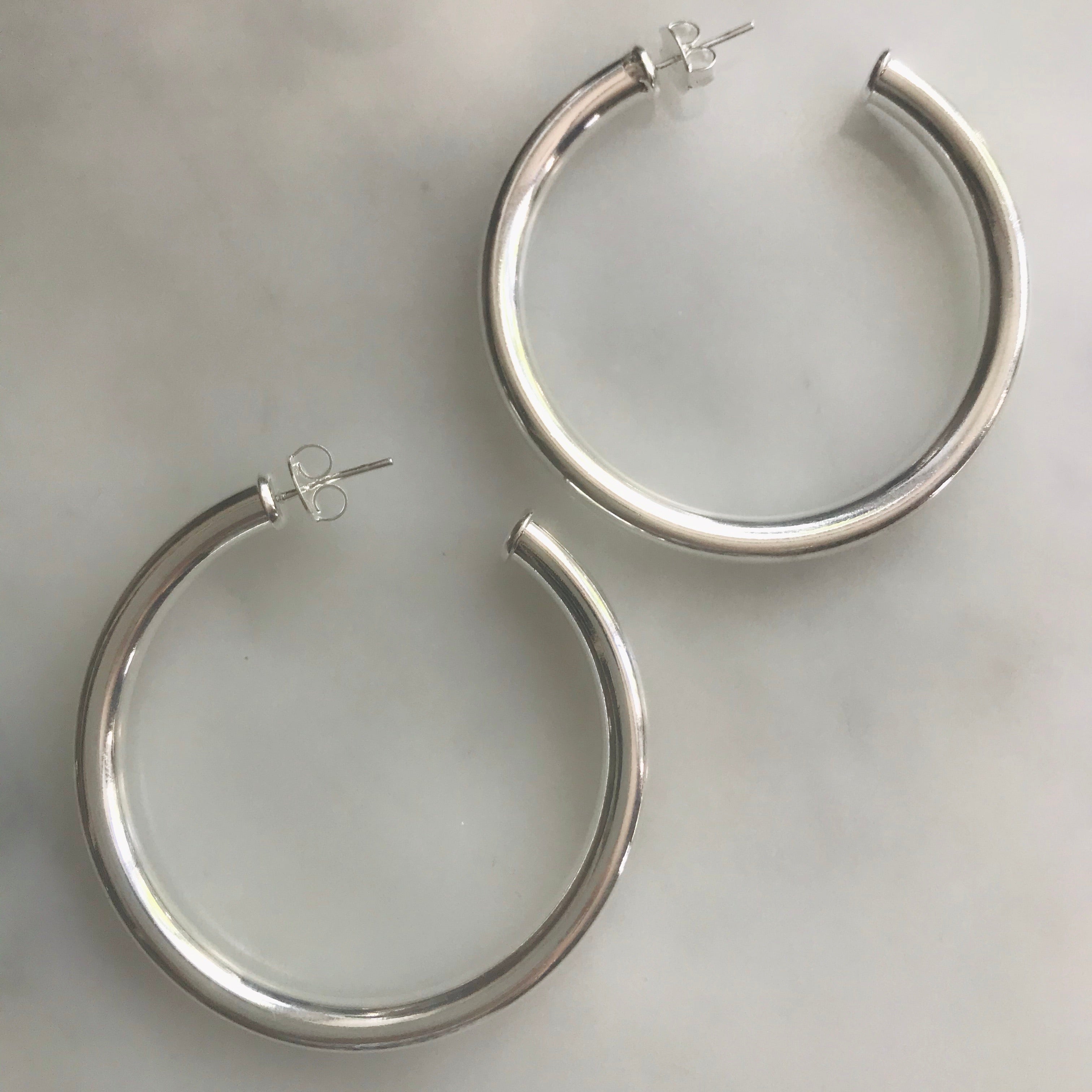 silver hoop earrings 1.75”