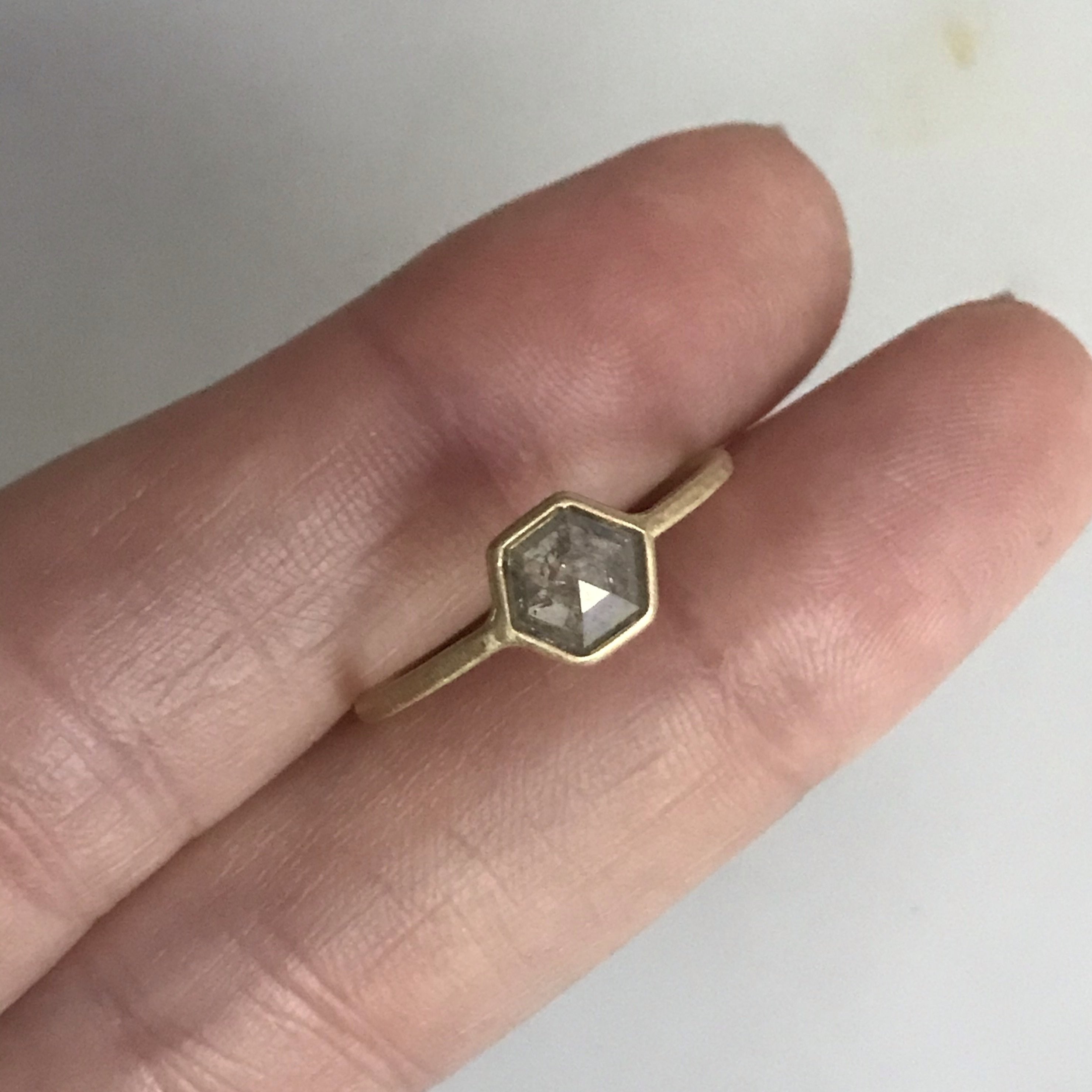 salt + pepper diamond bezel 18k stop sign