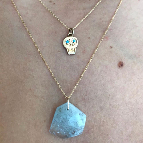 14k gold skull necklace