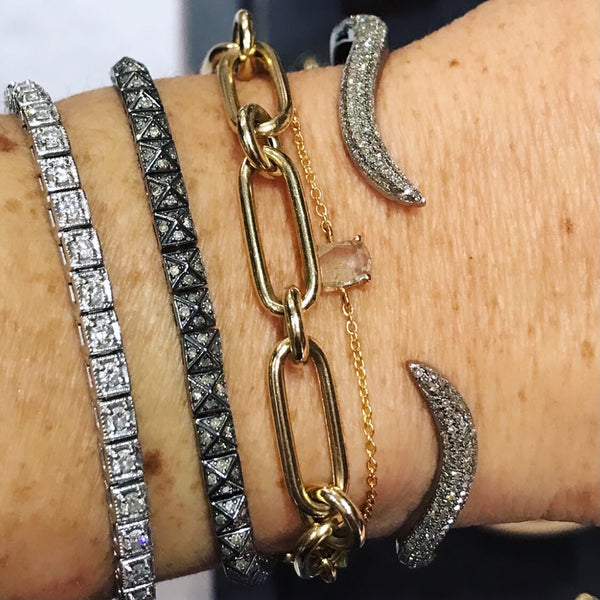sterling silver diamond hinges cuff bracelet