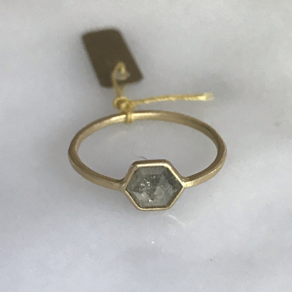 salt + pepper diamond bezel 18k stop sign