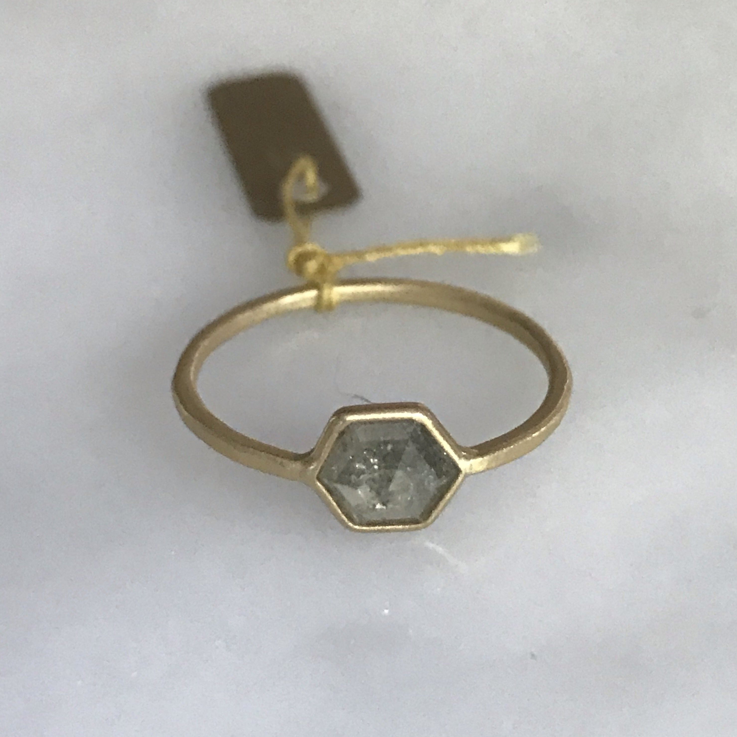 salt + pepper diamond bezel 18k stop sign