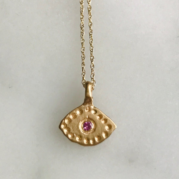 'eye see you' necklace.  14k gold.  16" chain.