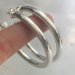 silver hoop earrings 1.75”