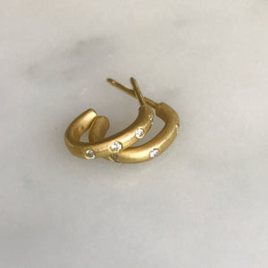 18k gold baby hoops with scattered diamonds
