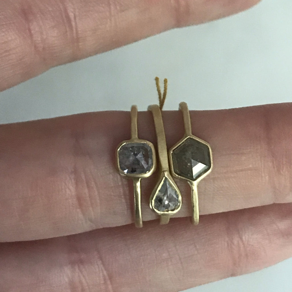 salt + pepper diamond bezel 18k stop sign