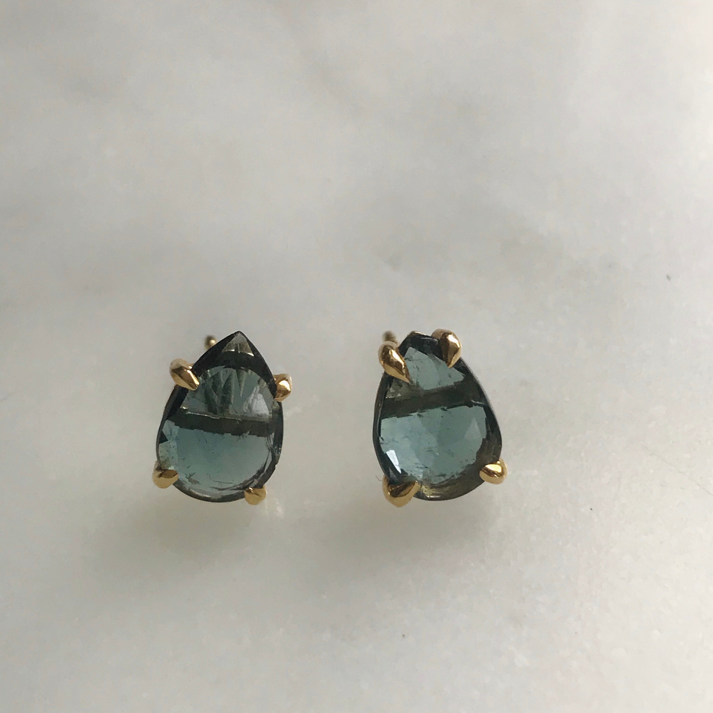 deep green tourmaline 14k studs
