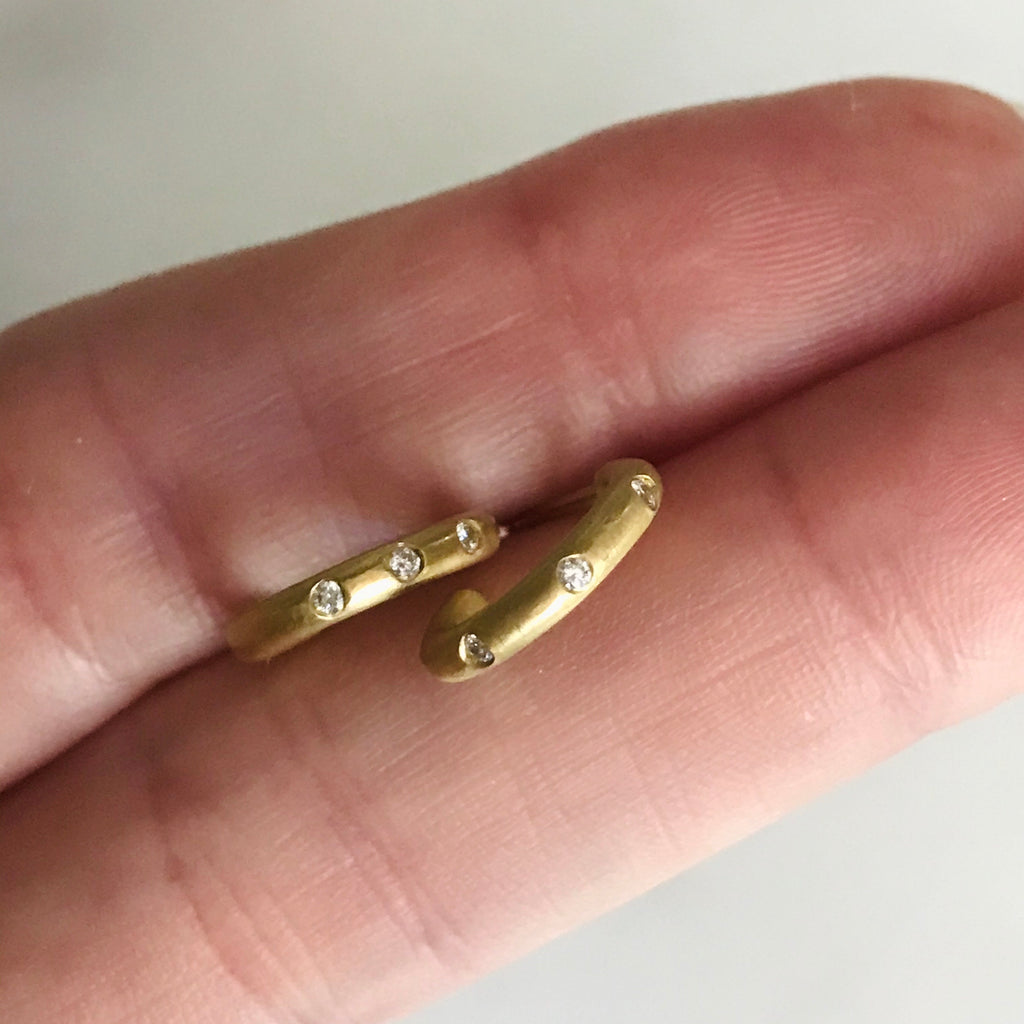 18k gold baby hoops with scattered diamonds