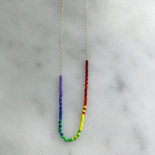 micro bead necklace on 14k gold chain