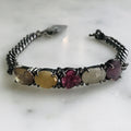 multi fancy sapphire silver link ID bracelet