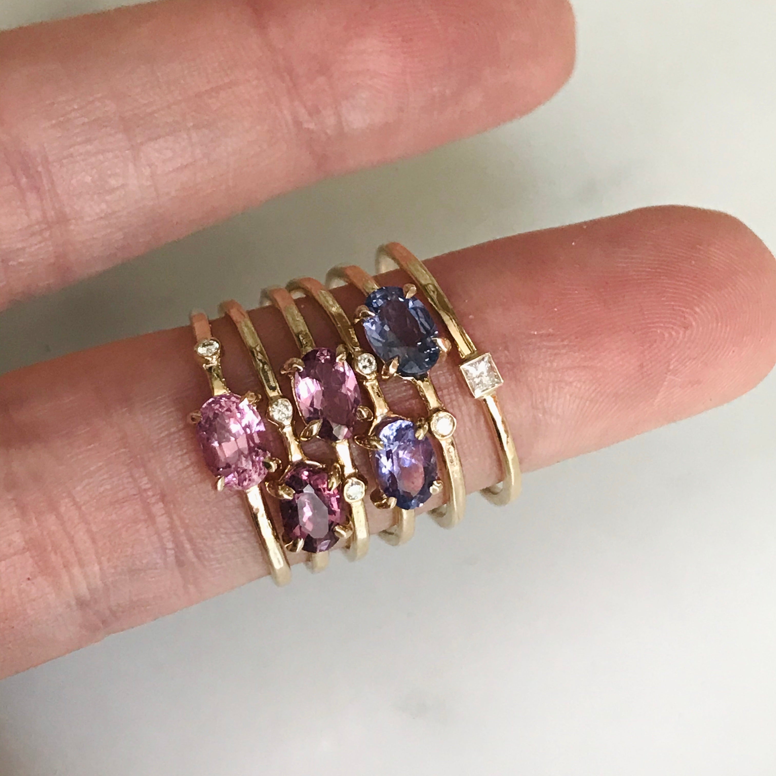 hot pink spinel diamond wink ring 14k gold