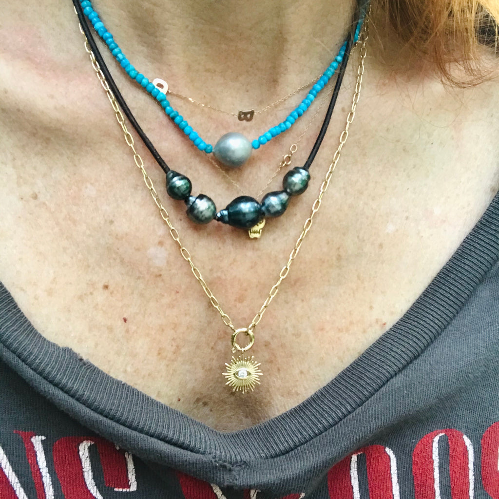 sleeping beauty turquoise + pearl necklace