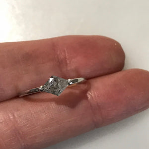 platinum salt + pepper horizontal diamond ring