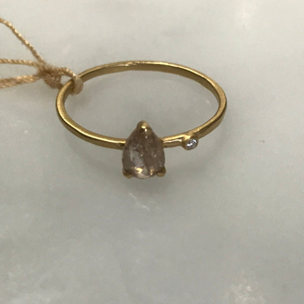 pear shaped salt + pepper diamond wink ring