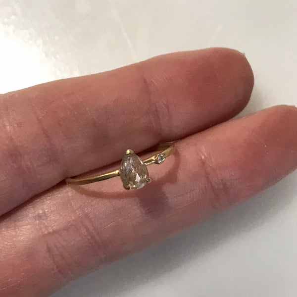 pear shaped salt + pepper diamond wink ring
