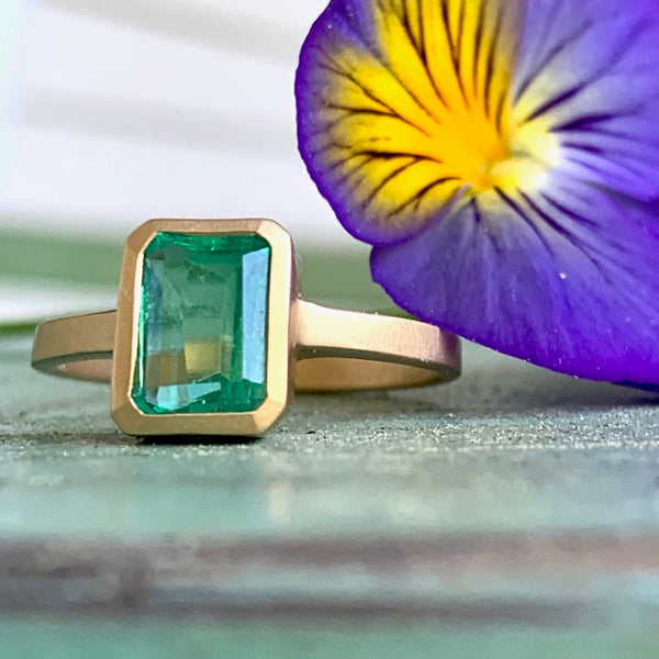 18k 1.15c colombian emerald ring