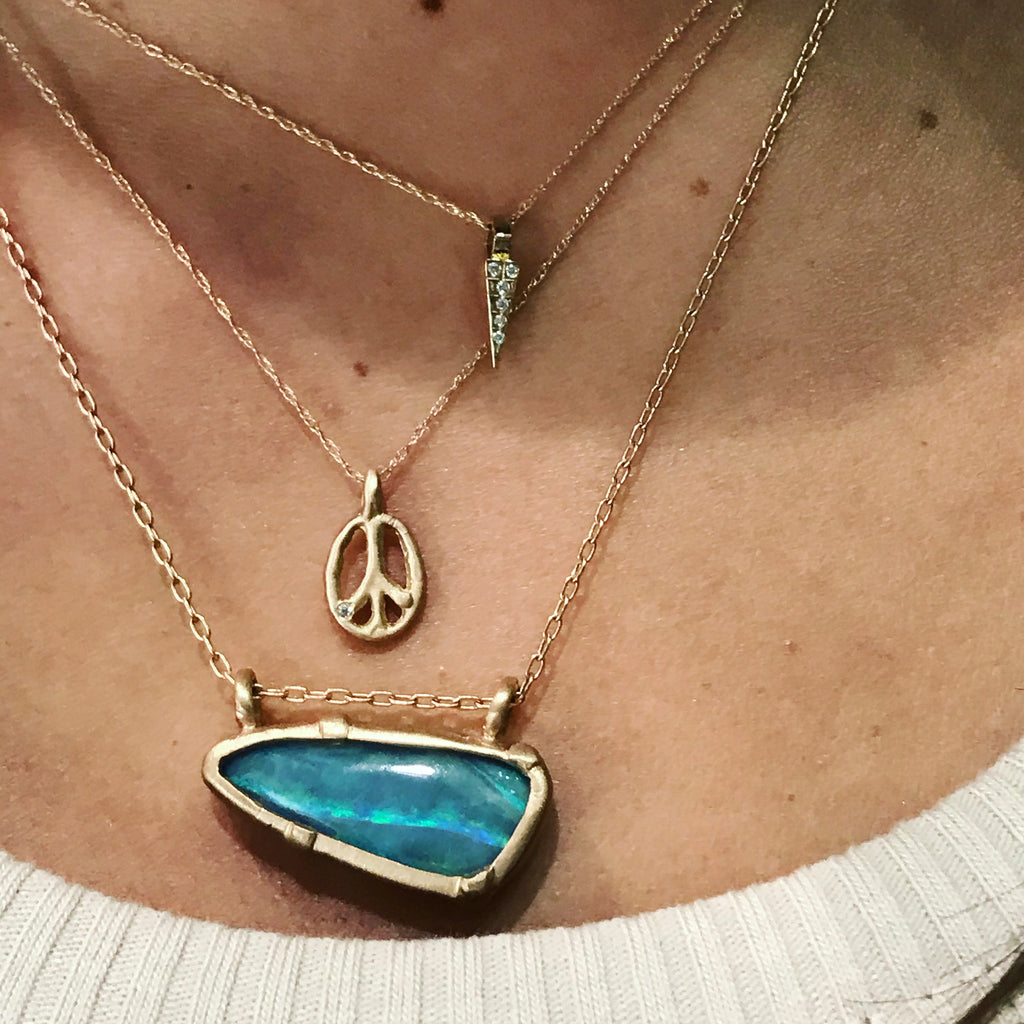 14k gold peace sign necklace with diamond