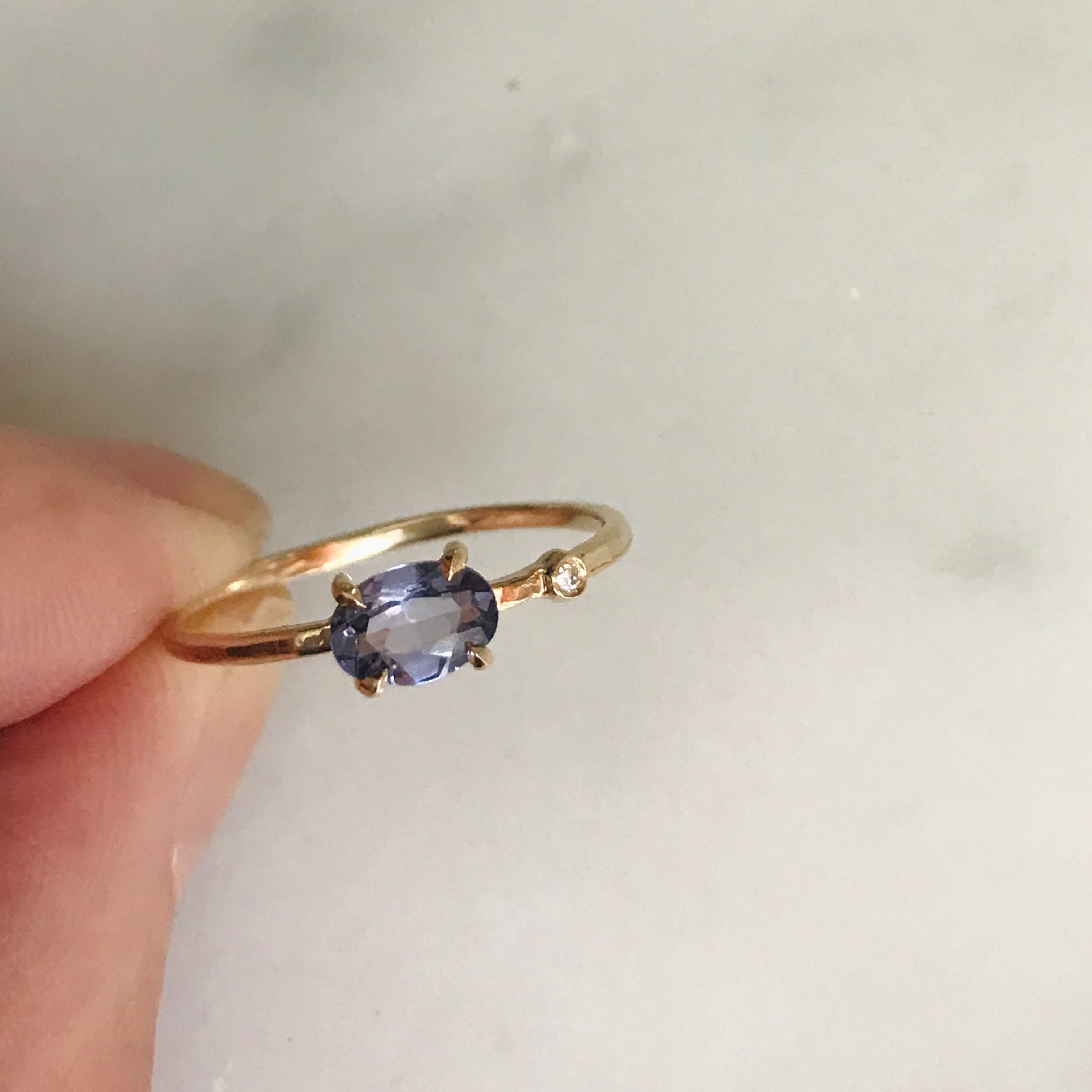 lavender spinel diamond wink ring 14k