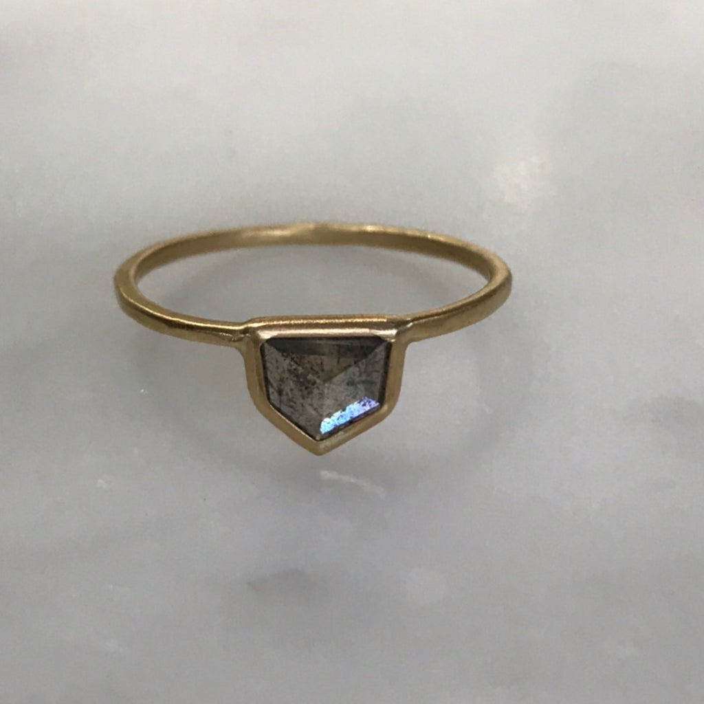 salt + pepper diamond ring set in 18k gold