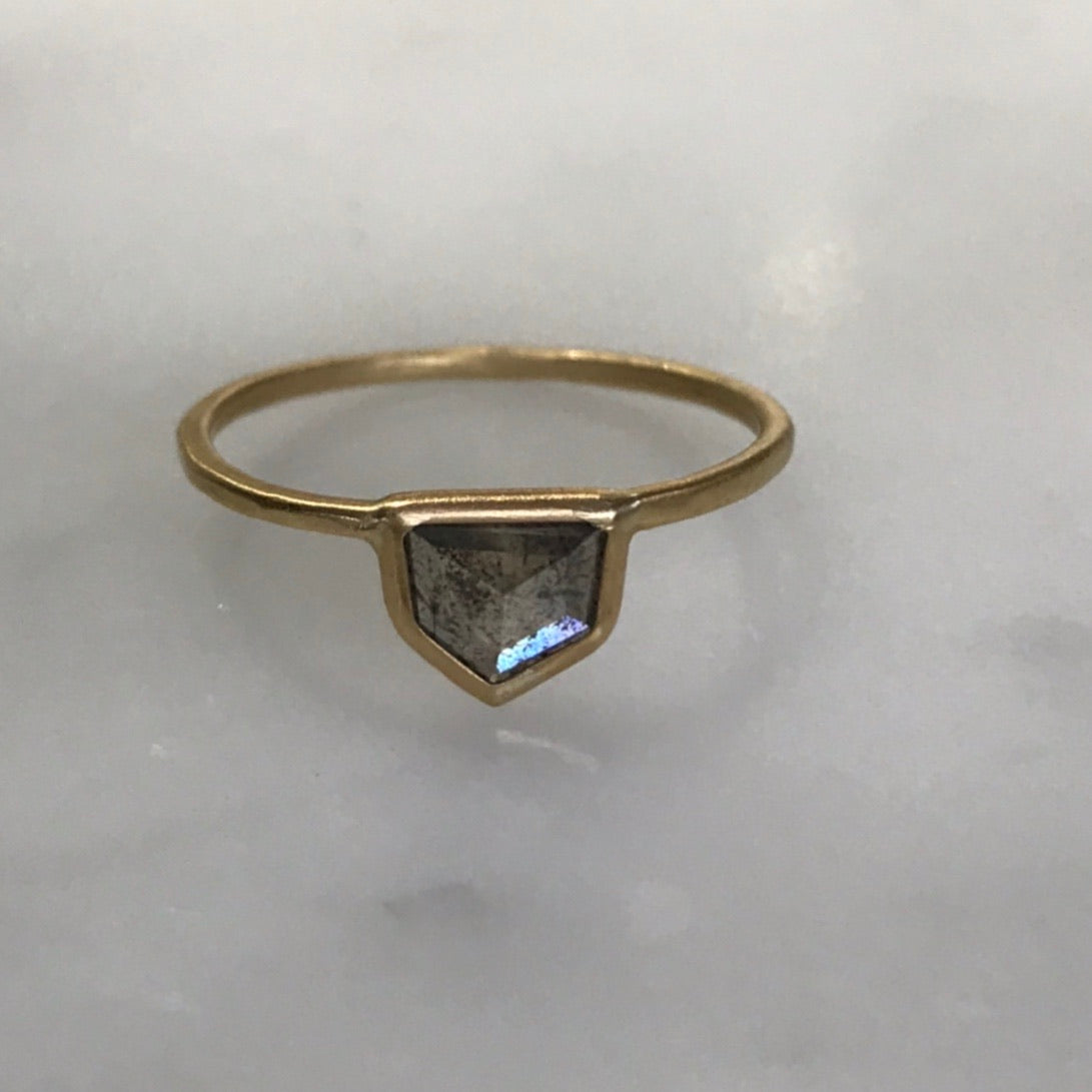 salt + pepper diamond ring set in 18k gold