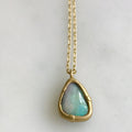 australian boulder opal set in 14k gold with gold chain