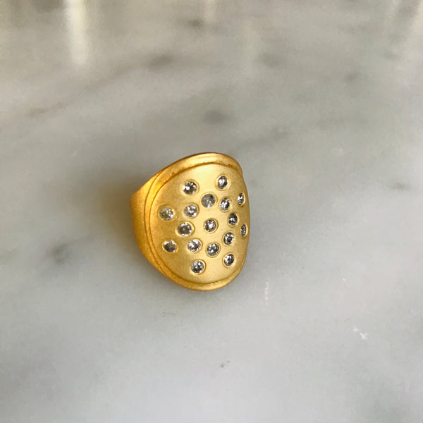 18k gold vermeil champagne diamond ring. size 6