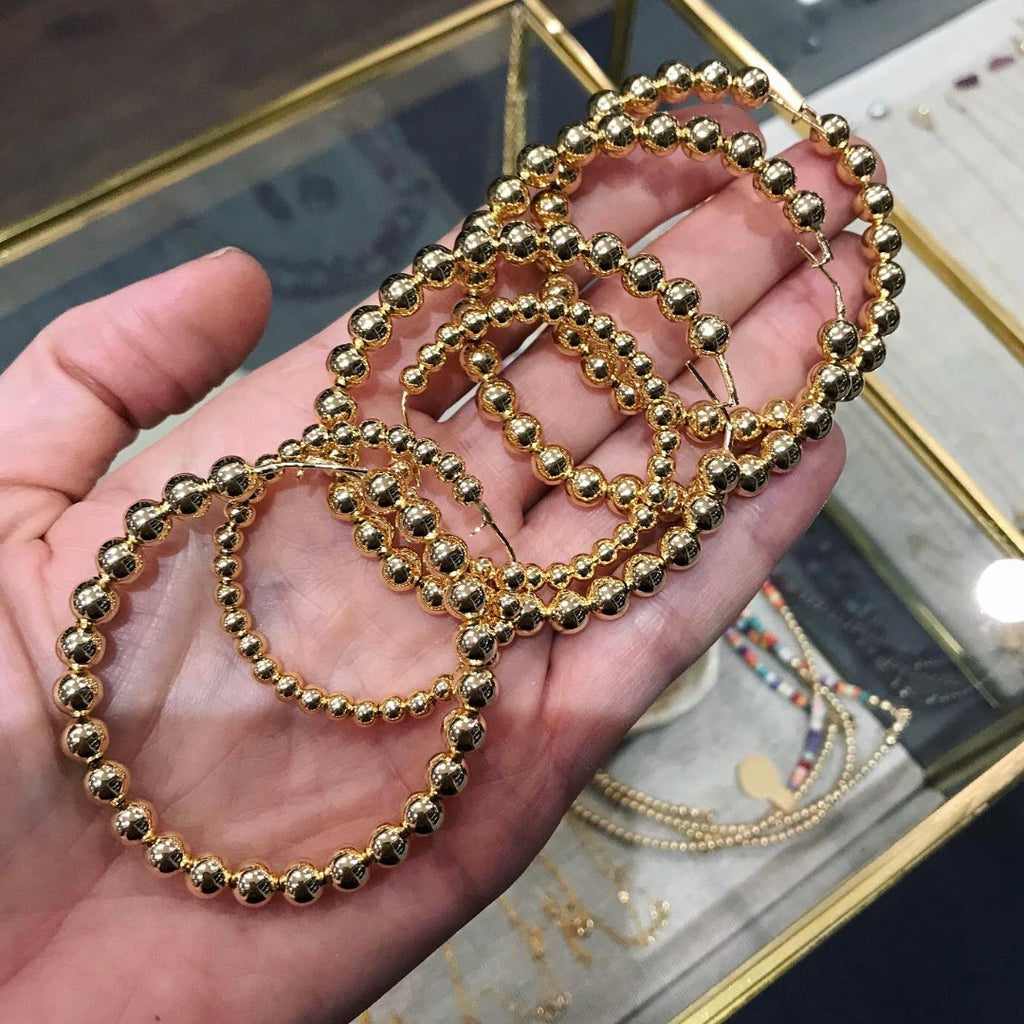 beaded ball hoop earrings