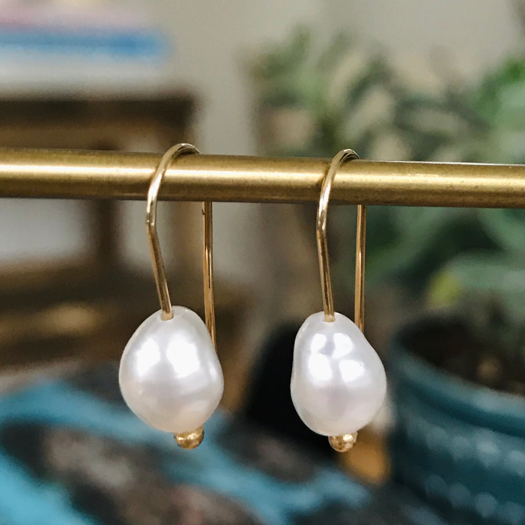 south sea keshi pearl 14k shepherds earrings
