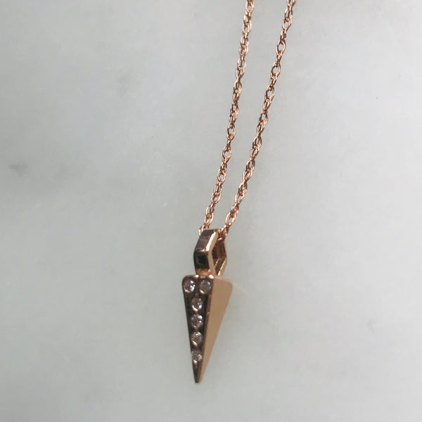 diamond dagger necklace in 14k rose or yellow gold