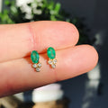 emerald diamond 14k gold studs