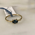 teal spinel + diamond wink ring 14k gold