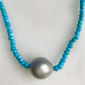 sleeping beauty turquoise + pearl necklace